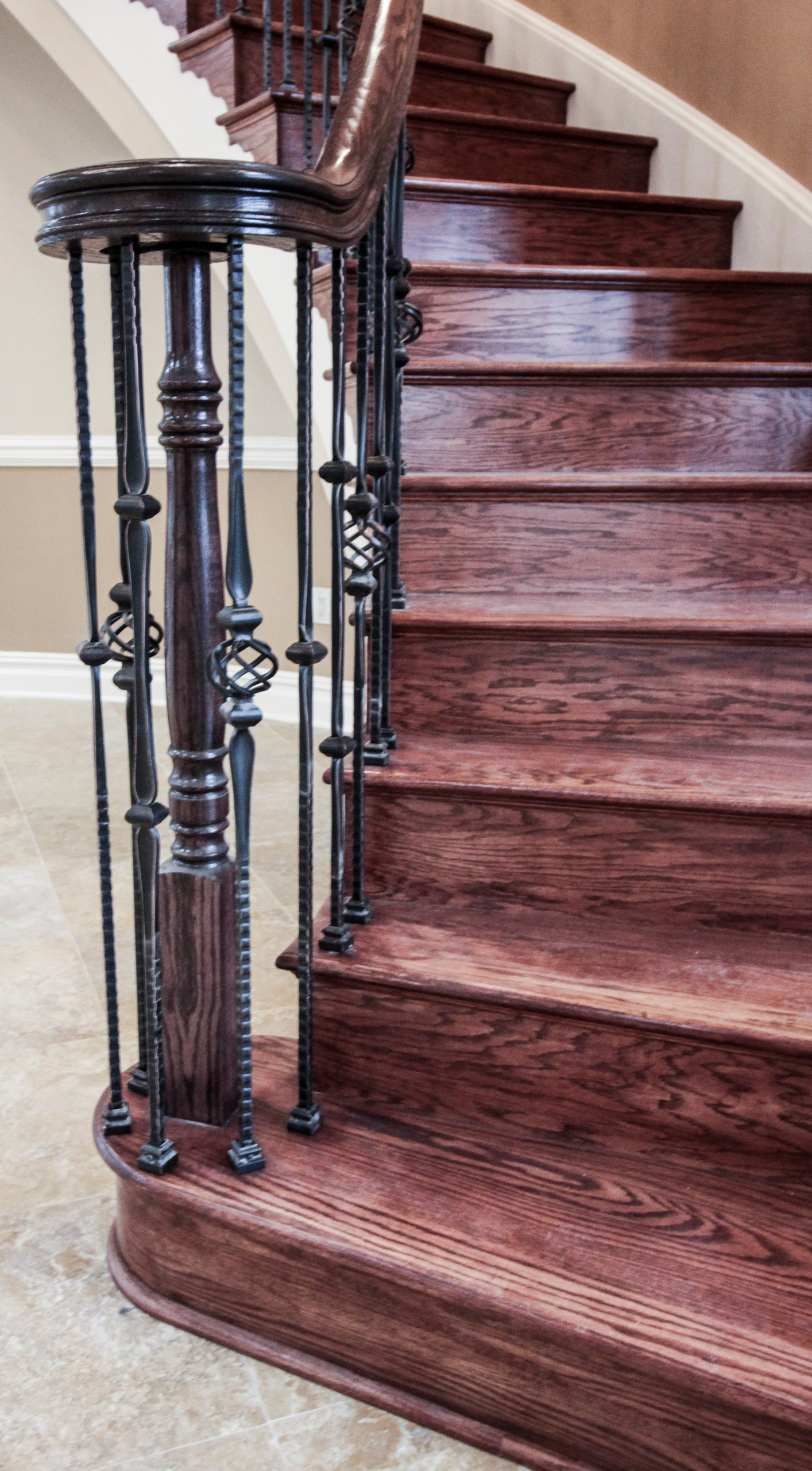 13_Curved Custom Wrought Iron Staircase in Elegant Home, Fairfax VA 22032