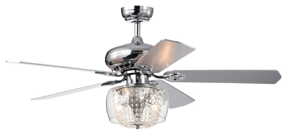 52 Indoor Chrome Reversible 5 Blade Ceiling Fan Crystal Strand Glass Light Traditional Fans By Edvivi Lighting - Chrome 4 Light Chandelier Crystal 5 Blade Ceiling Fan With Remote 52 Indoor Chrome Reversible 5 Blade Ceiling Fan Crystal Strand Glass Light Traditional Fans By Edvivi Lighting - Chrome 4 Light Chandelier Crystal 5 Blade Ceiling Fan With Remote