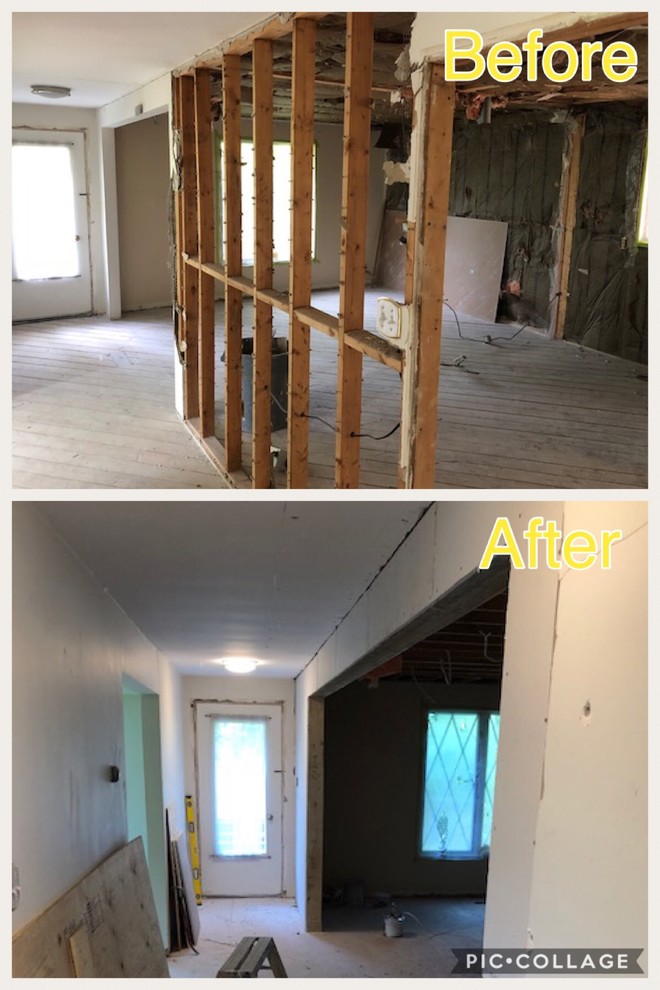 Before & After complete home remodeling with 18 ft long structural wall removal