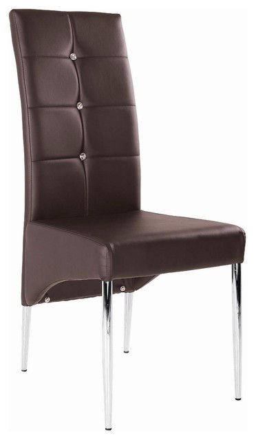 Modern Leather Dining Chair With Chrome Legs Brown Modern Leather Dining Chair With Chrome Legs Brown