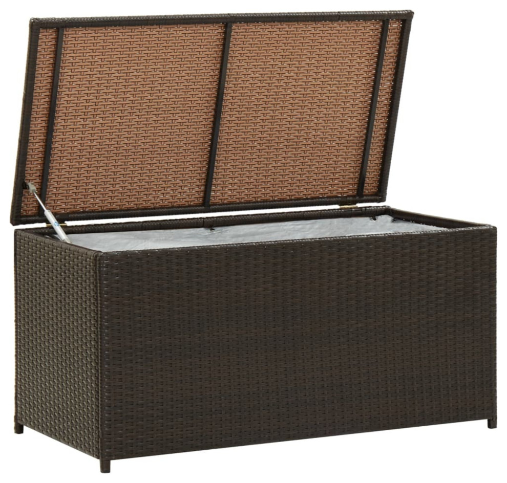 vidaXL Garden Storage Box Poly Rattan 39.3"x19.6"x19.6" Brown