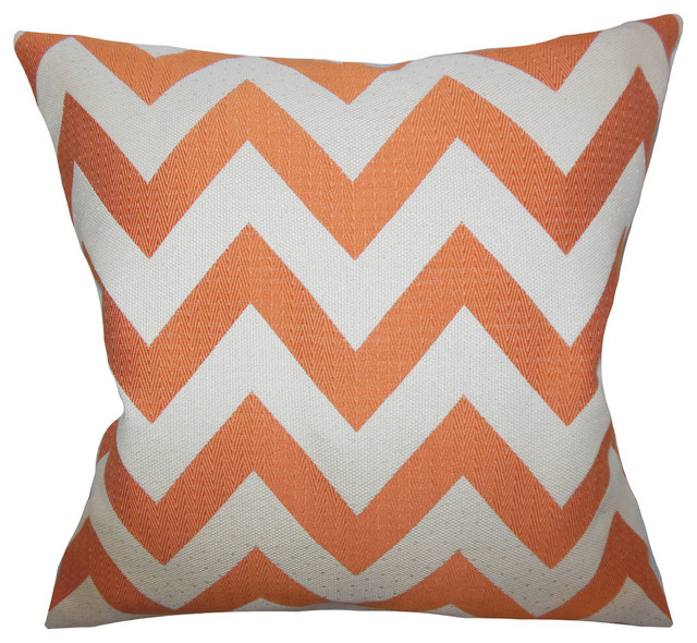 The Pillow Collection Achsah Zigzag Bedding Sham Gray Orange King//20 x 36