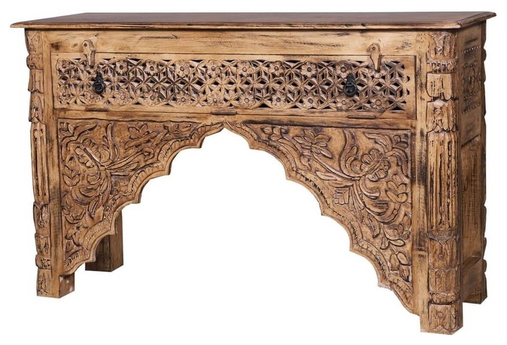 Haugen Reclaimed Wood Traditional Console Table with storage