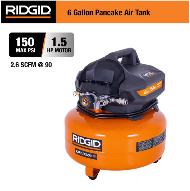 6 Gal. 150 PSI Portable Electric Pancake Air Compressor by  RIDGID