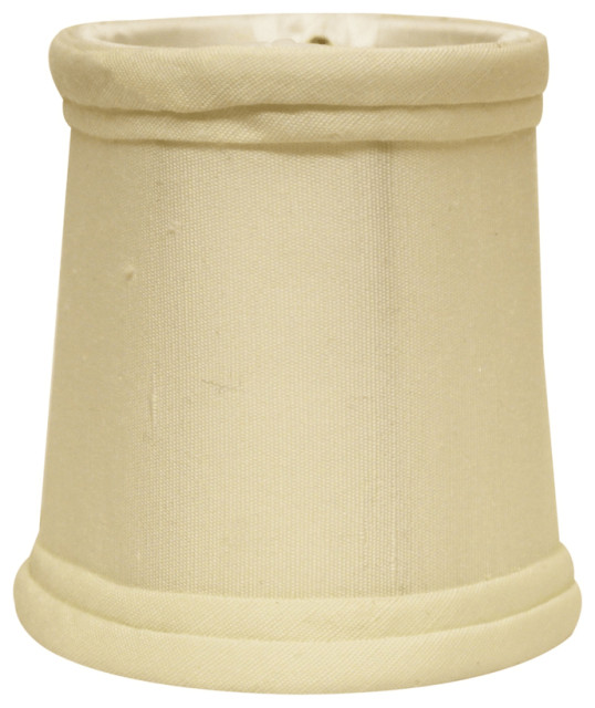 4" Ivory Set of 6 Slanted Chandelier Tissue Shantung Lampshades