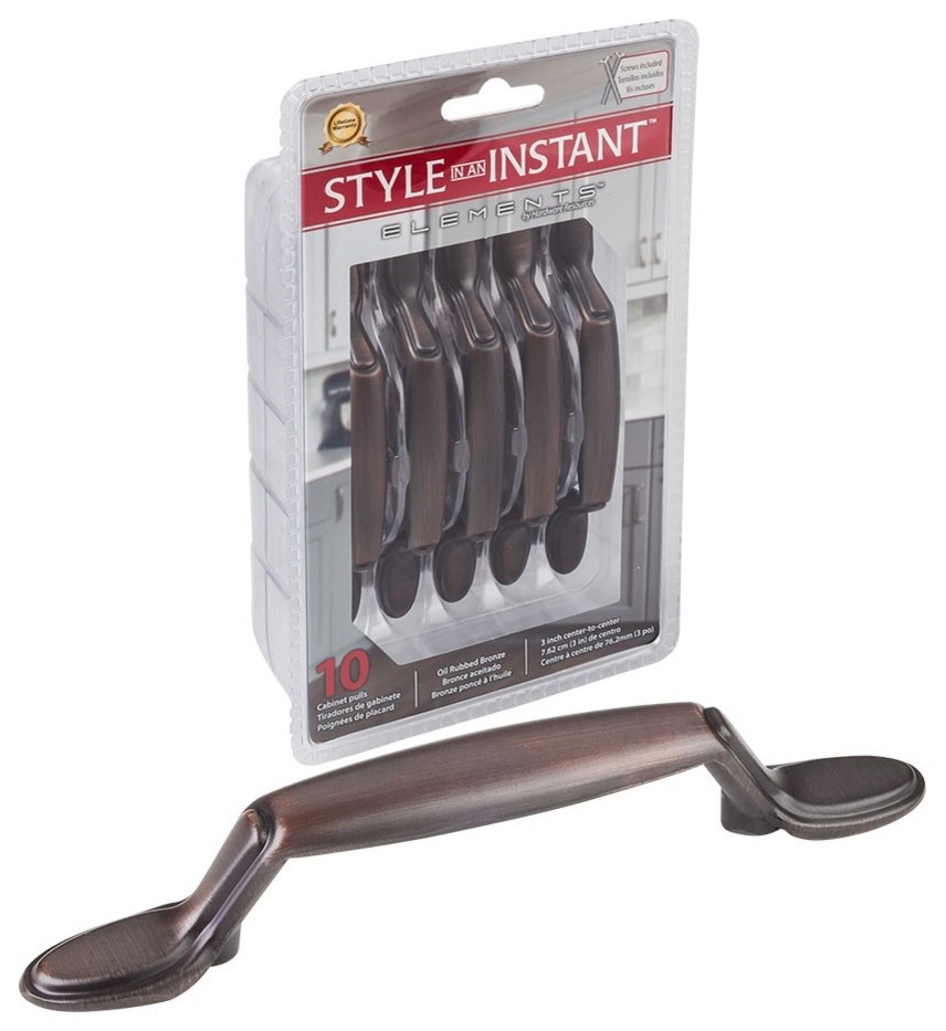 Elements 3" CTC 10 Pack Handle Pull, Brushed Oil Rubbed Bronze