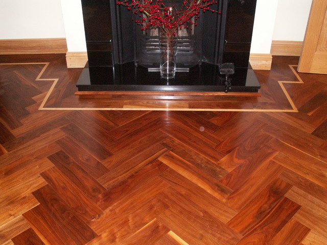 Bespoke Ash Plank Walnut Border traditional-family-room