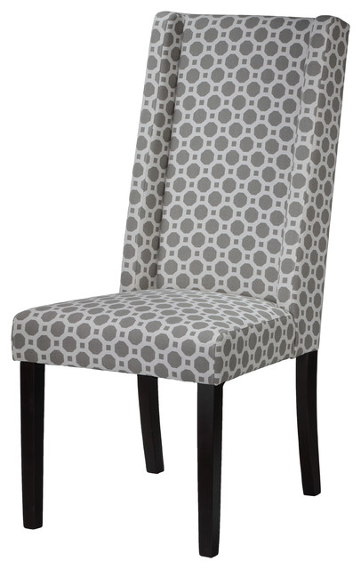 Cortesi Home Jenna Dining Chair, Gray Pattern Fabric, Set of 2 - Dining ...