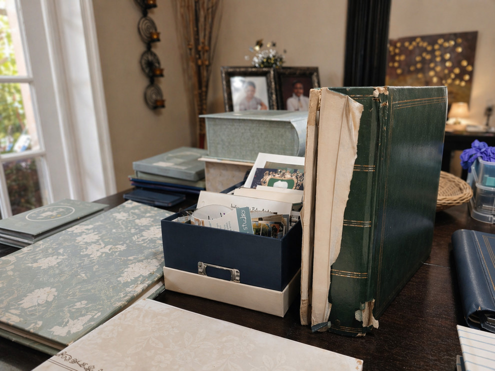 Boxes of Photos on Table