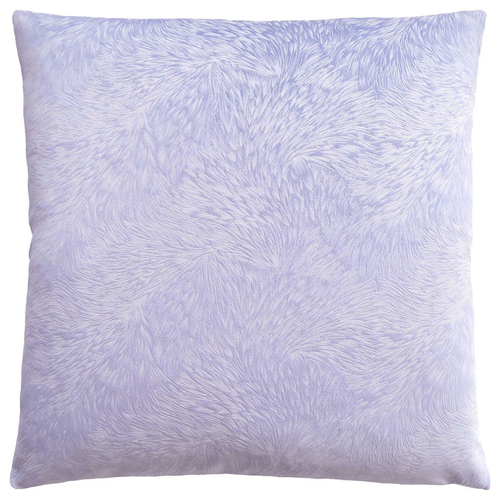 18" X 18" Purple Velvet Polyester Feather Zippered Pillow