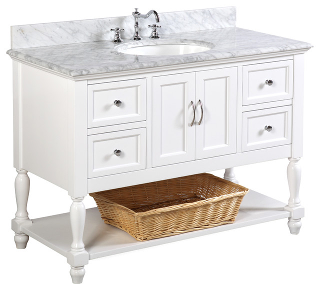Beverly Bath Vanity Traditional, 48 Bathroom Vanity With Carrara Marble Top