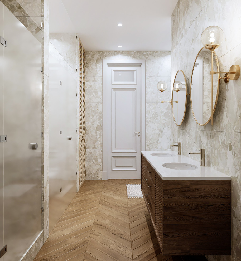 Интерьер ванной в квартире в ЖК "Жизнь на Плющихе", Москва