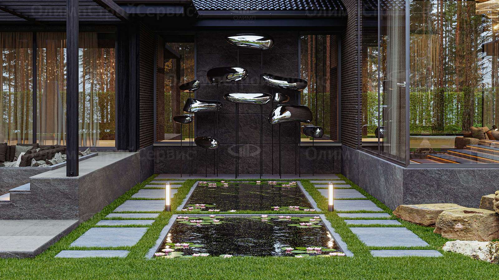 Одноэтажный дом с патио в современном стиле «Девайн»