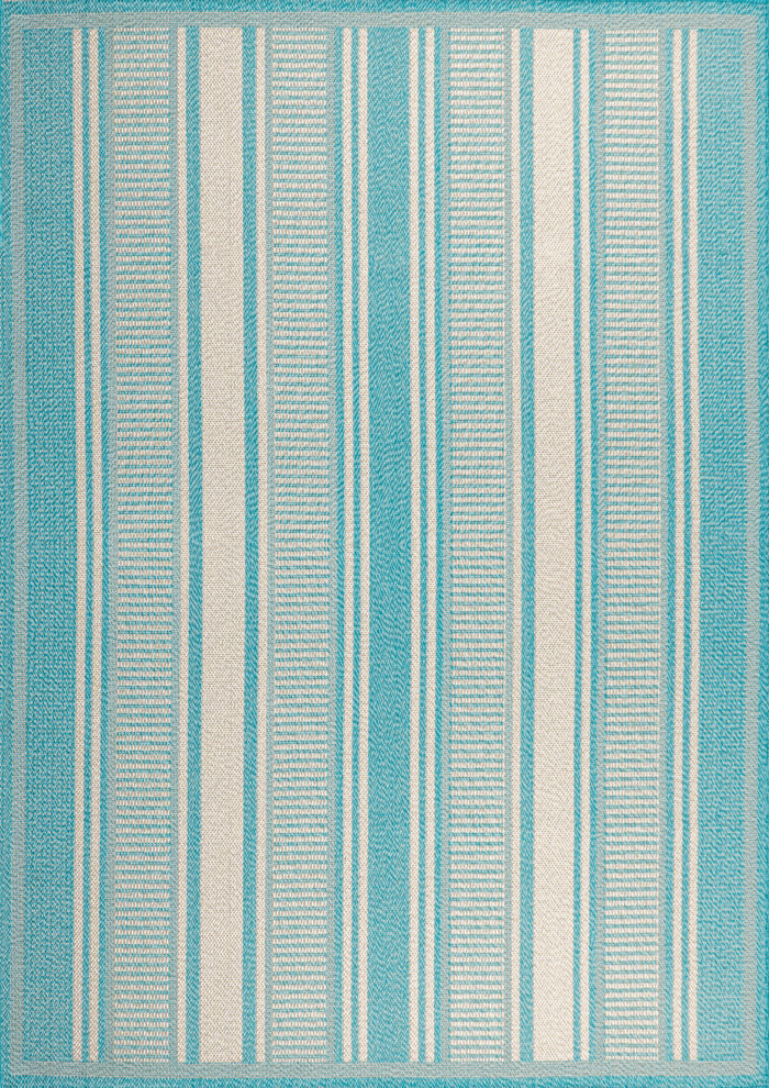 Haynes Modern Double Stripe Indoor/Outdoor Area Rug, 3x5 Beach Style