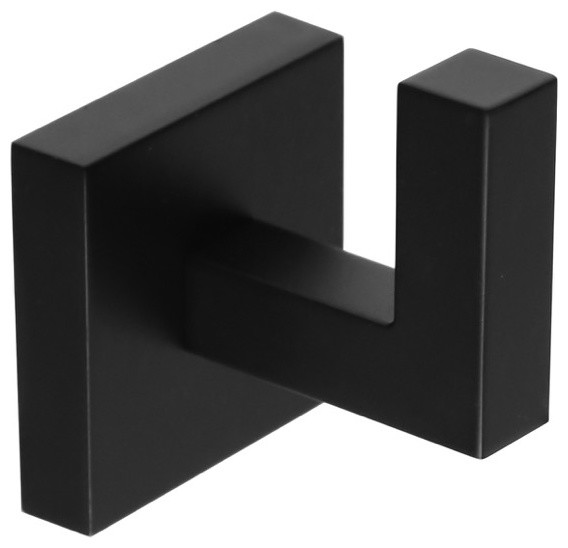 Square Bathroom Hook, Black Modern Robe & Towel Hooks by