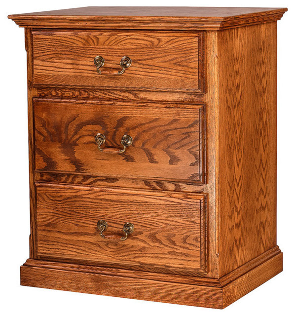 Traditional Oak 3Drawer Nightstand Traditional Nightstands And