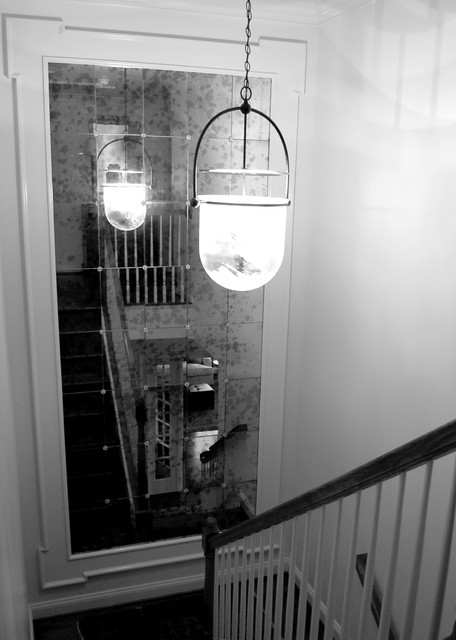 Framed wall mirror american-traditional-staircase