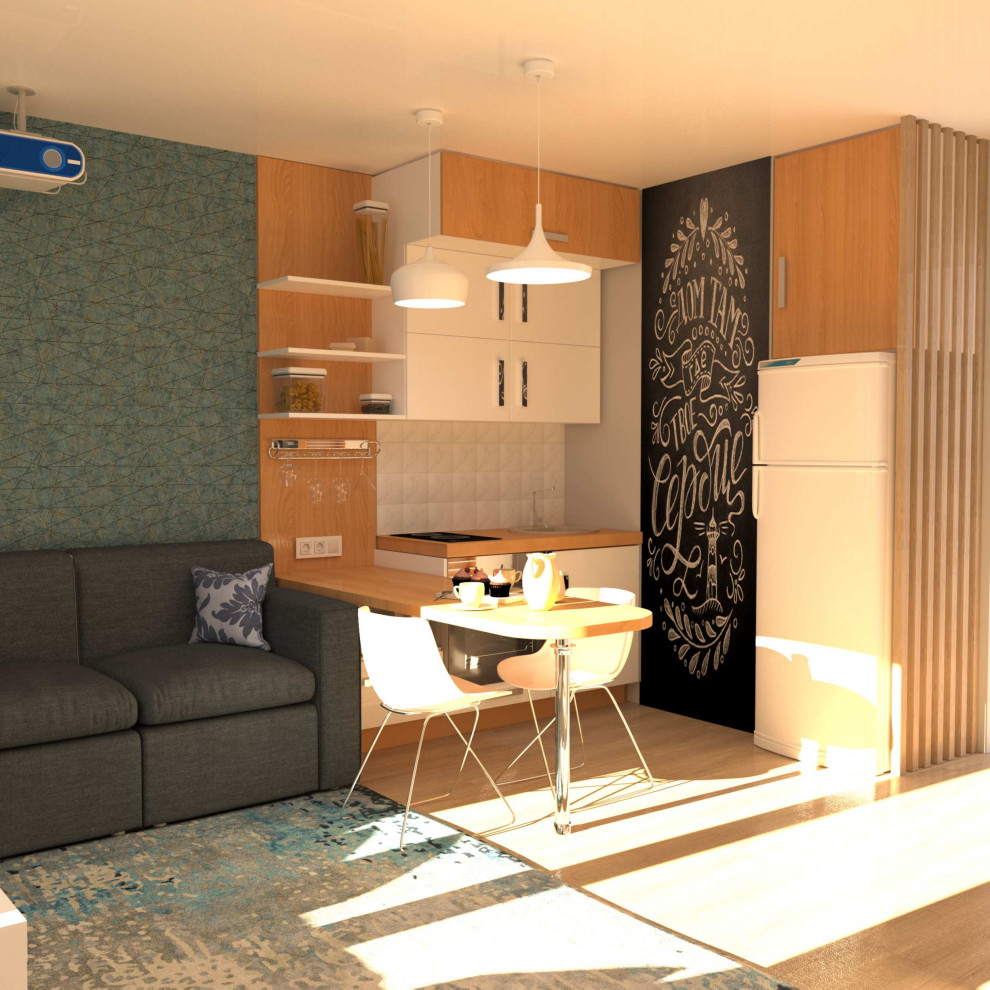 Дизайн-проект основной комнаты в квартире студии ЖК Панорама