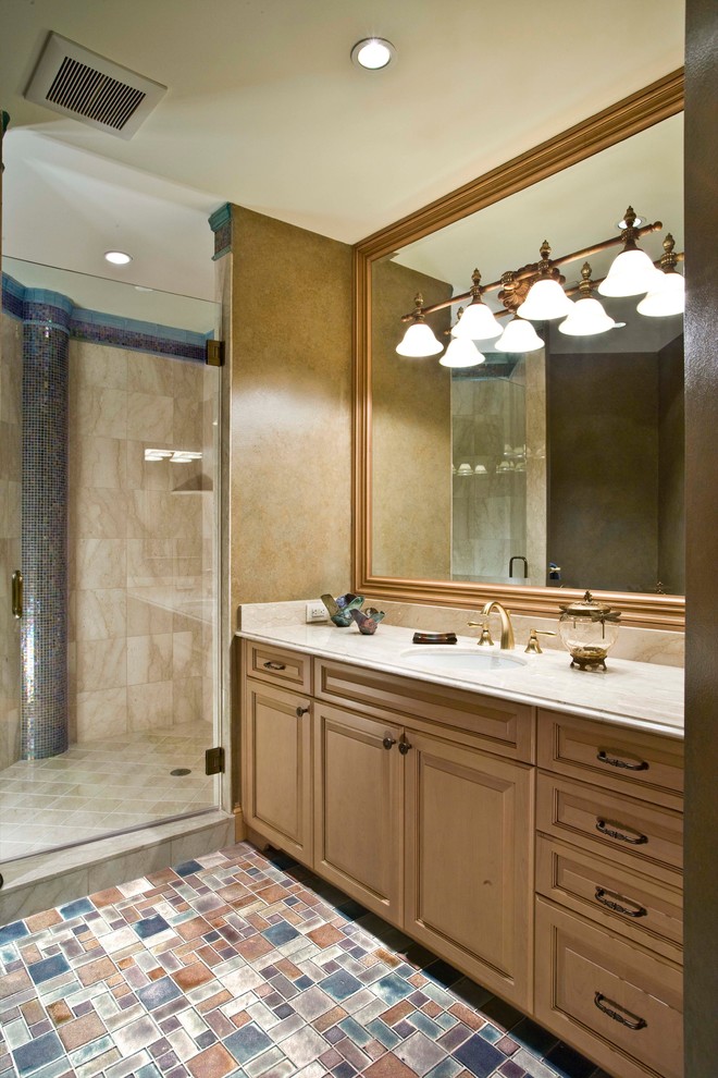 Example of a transitional bathroom design in Miami
