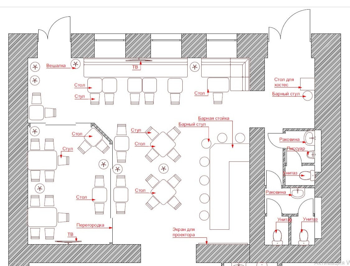 Дизайн интерьера паба в стиле Лофт
