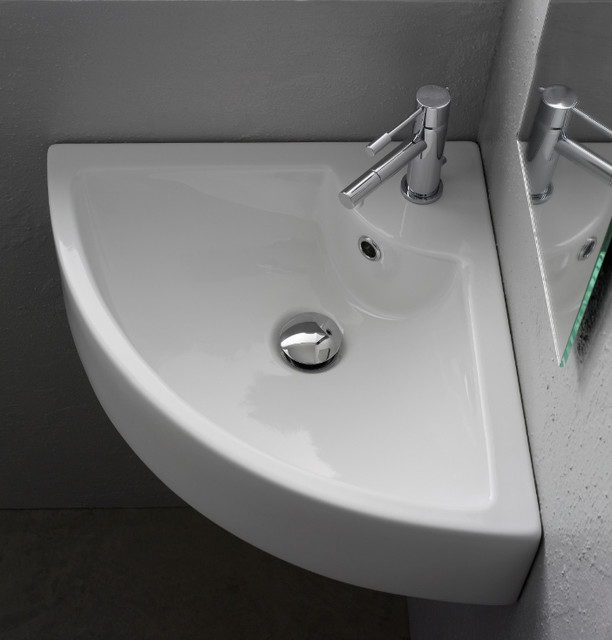 Modern Wall Mounted or Vessel Corner Bathroom Sink
