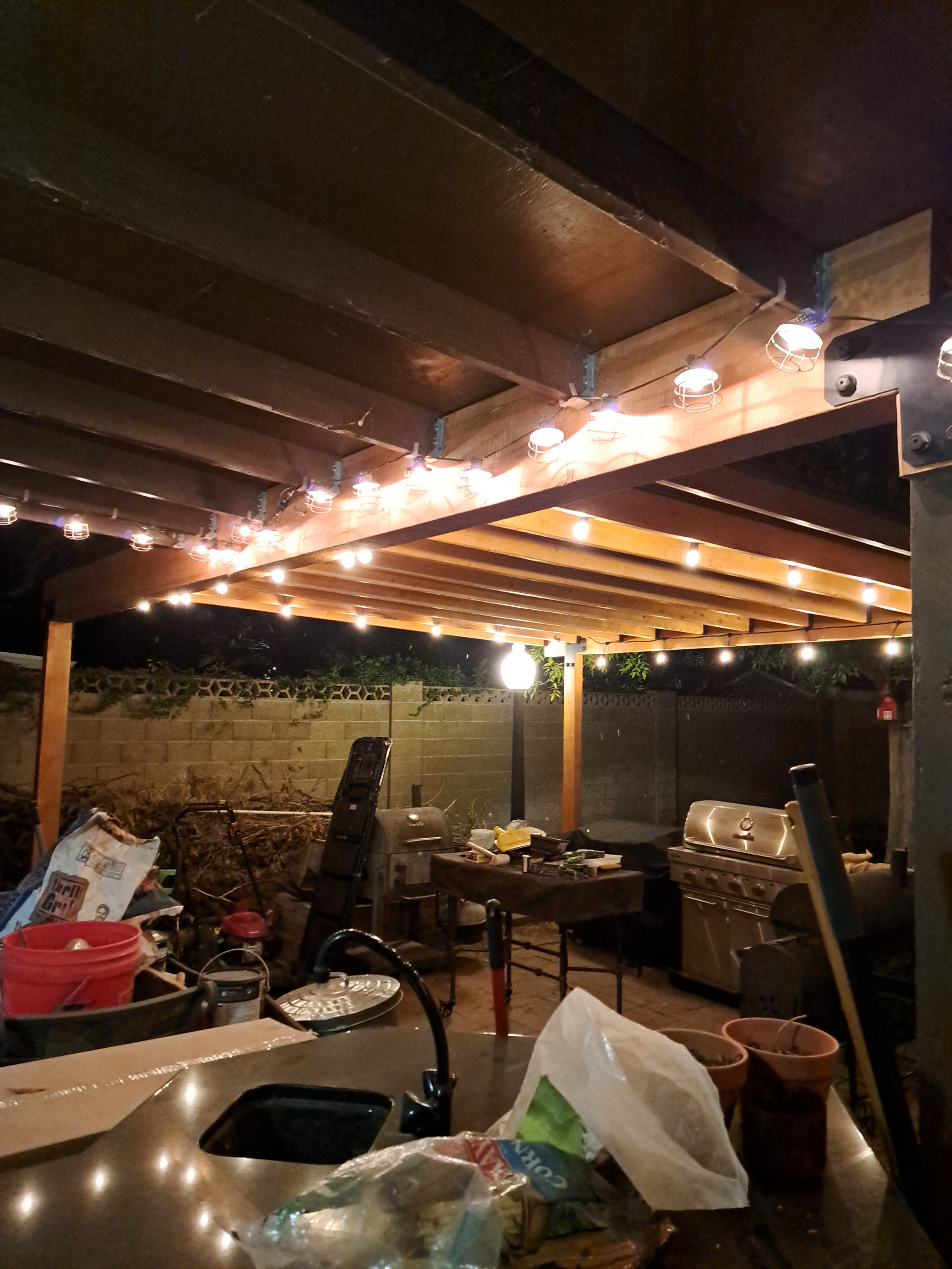 Outdoor Kitchen Cantilevered Porch Extention