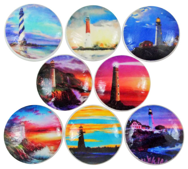 8 Piece Set Lighthouse Art Cabinet Knobs