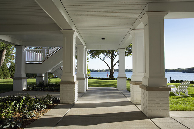 Exit the lower level to the lake traditional-exterior