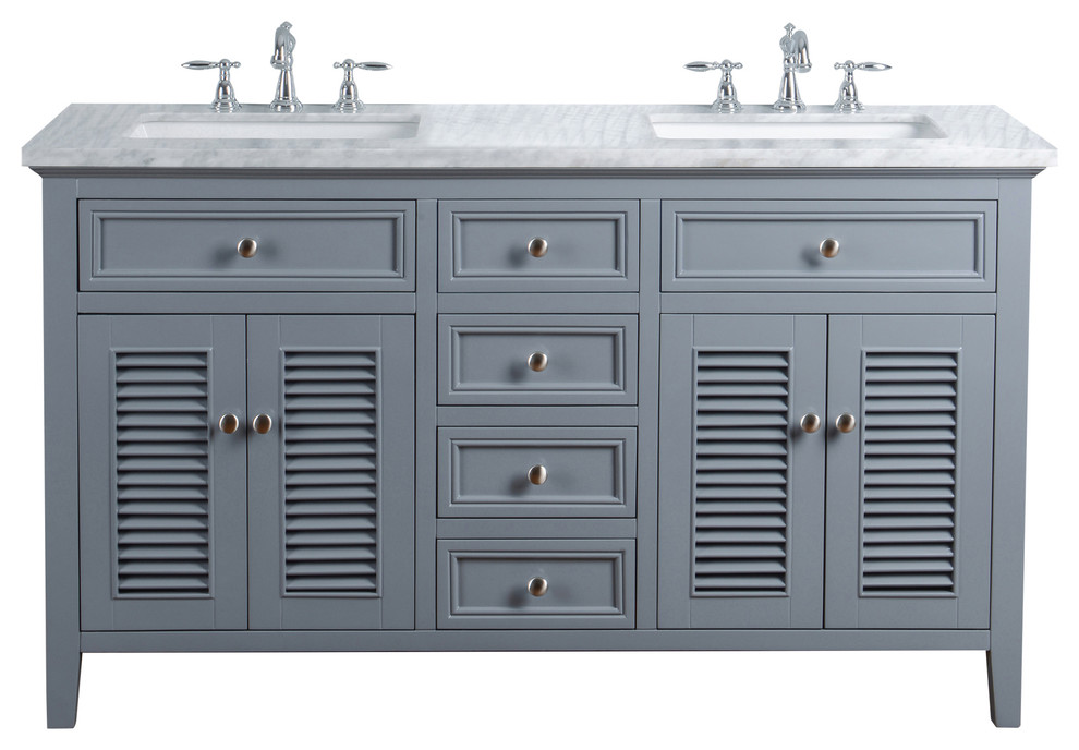 Stufurhome Genevieve Bathroom Vanity, 60" Double Sink Transitional