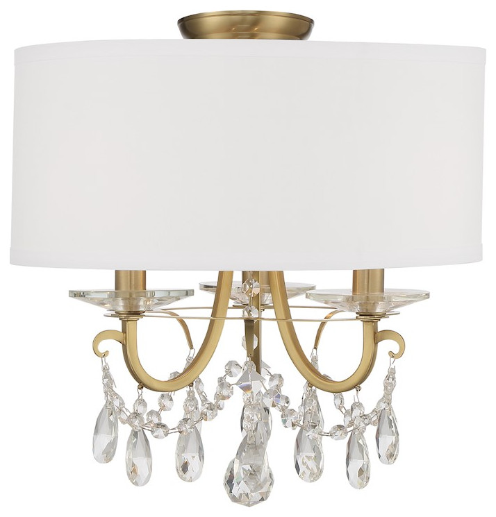 Crystorama Othello 3-Light Semi Flush Mount, Gold/White, 6623-VG-CL-MWP-CEILING