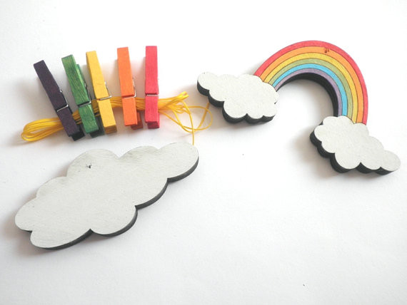 Children’s Artwork Display Hanger, Rainbow and Cloud by Shellyka