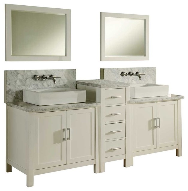 Cannes Carrara Marble Vanity 84 Transitional Bathroom Vanities Cannes Double Vanity Set White 84