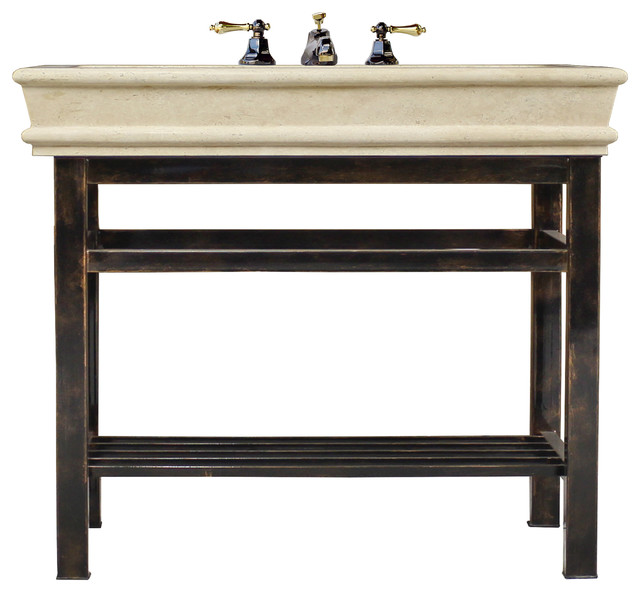 Oil Rubbed Bronze Stainless Steel Vanity 36 Travertine Top Single