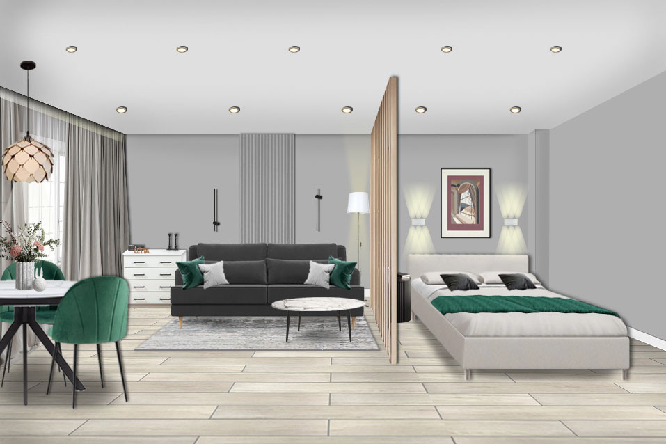 Эскизный проект квартиры-студии для сдачи в Ростове-на-Дону.