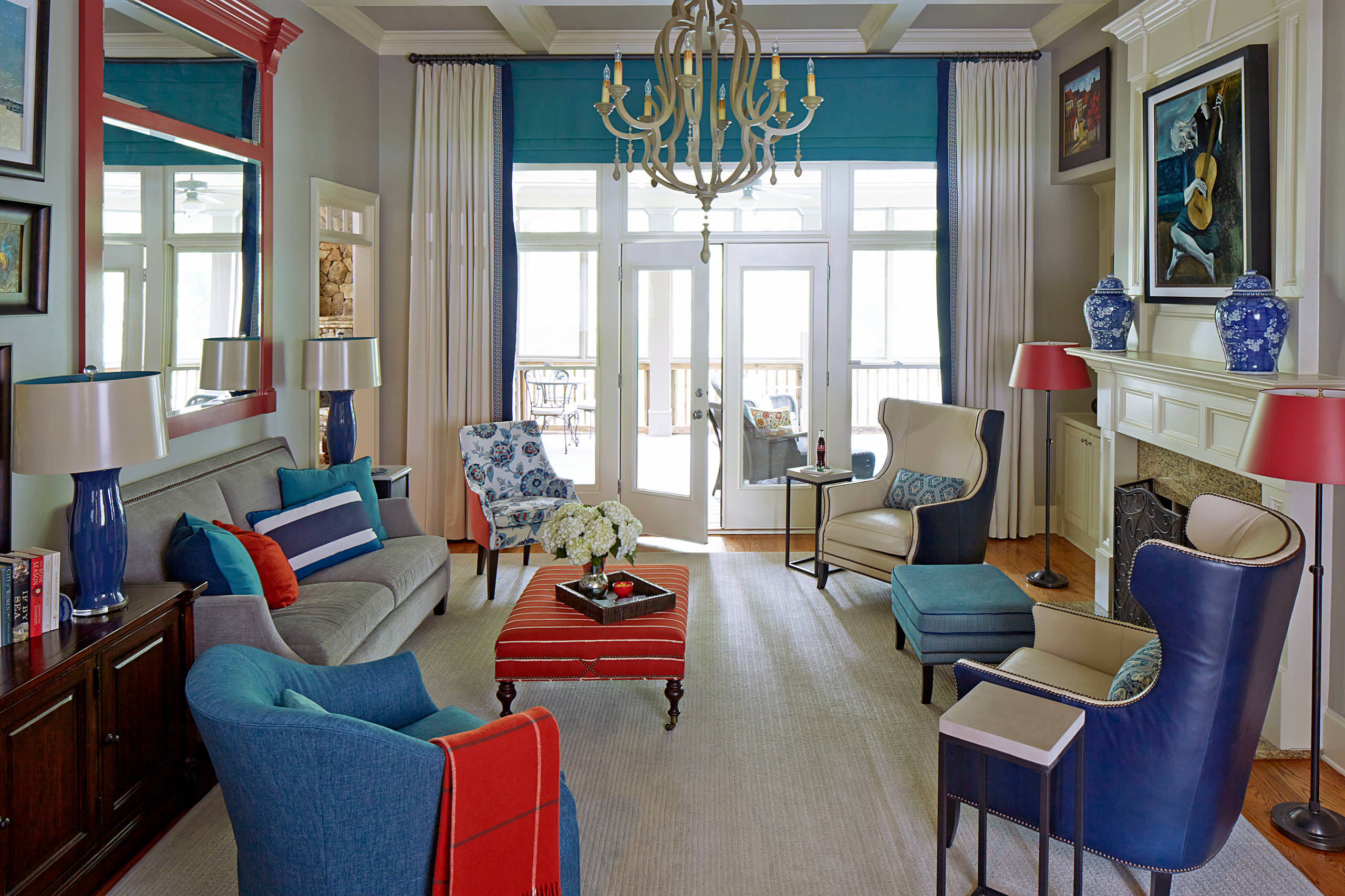 Red And Blue Living Room Ideas Photos Houzz