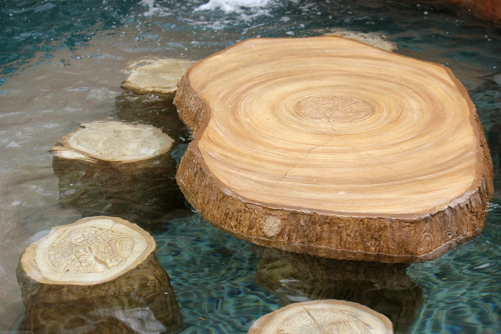 Small mountain style backyard custom-shaped natural pool photo in Orange County
