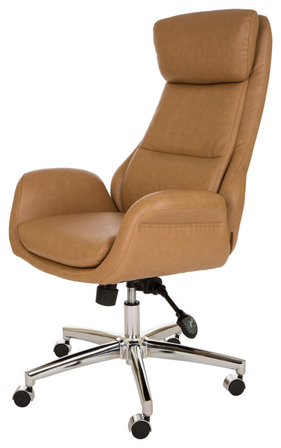 Camel Leatherette Gaslift Adjustable Swivel Office Chair