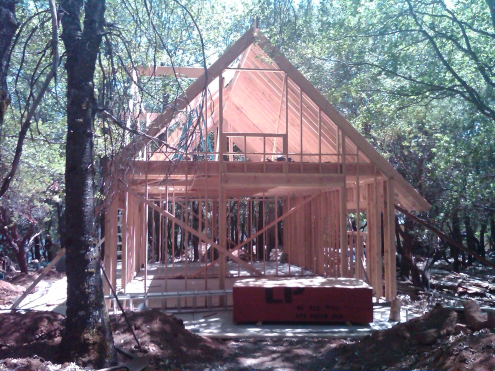 View of Garage Entry elevation during construction