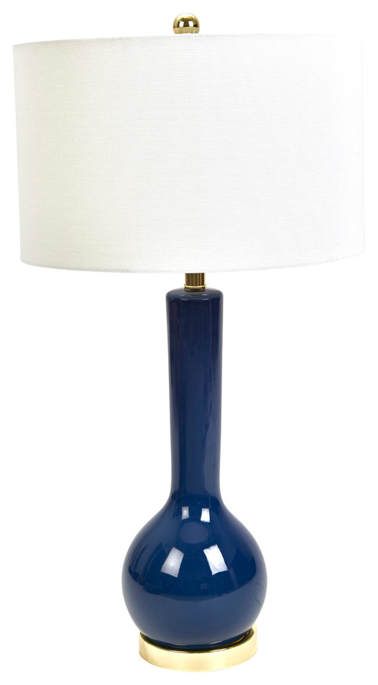 Ceramic Skinny Table Lamp, Navy Blue, 32" Contemporary Table Lamps