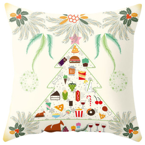 Christmas Tree And Foodies Pillow Cover