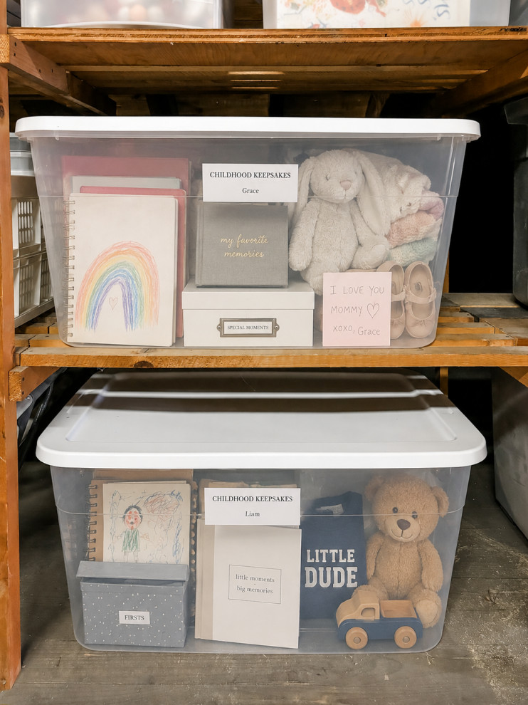Kids keepsakes consolidated into storage and edited down