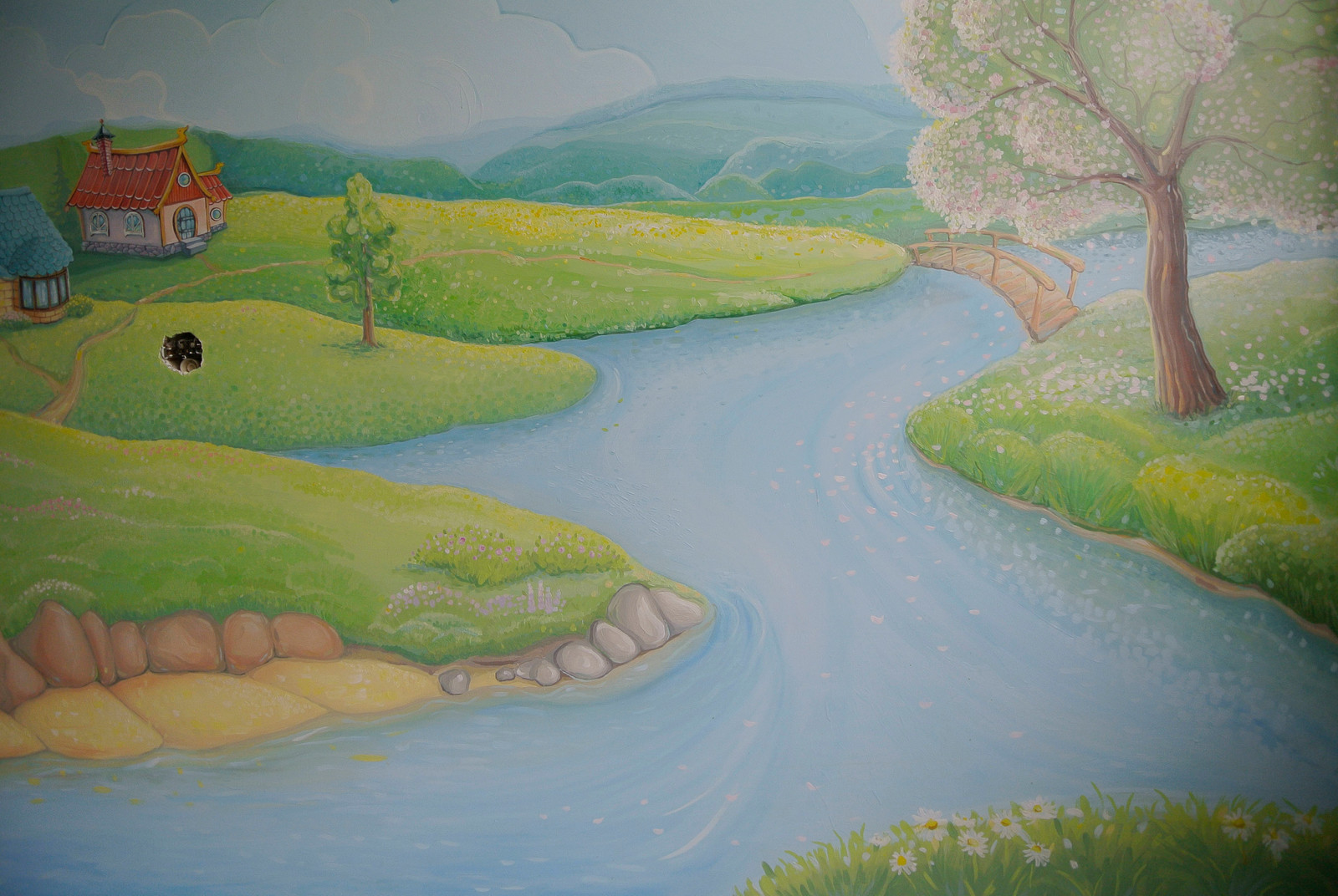 Пейзаж в детской светящимися красками