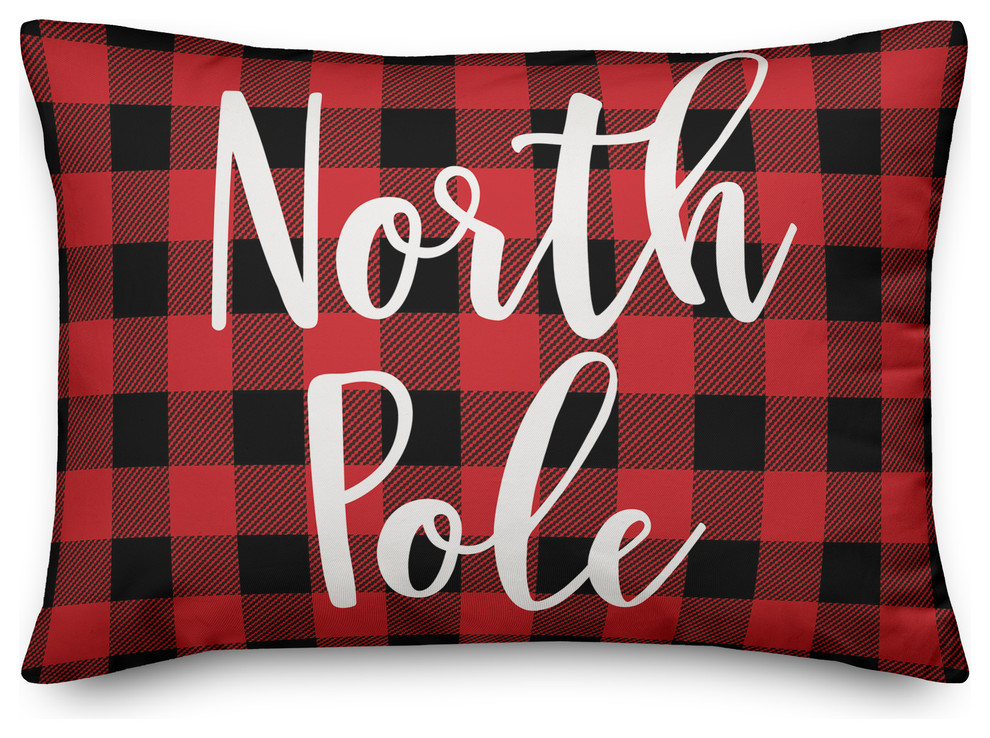 North Pole, Buffalo Check Plaid 14x20 Lumbar Pillow