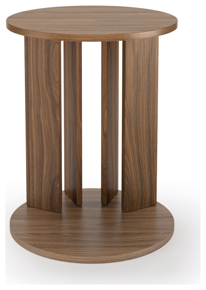 Large Mid Century Modern Sofa Side Table, Walnut Transitional Side Tables And End Tables