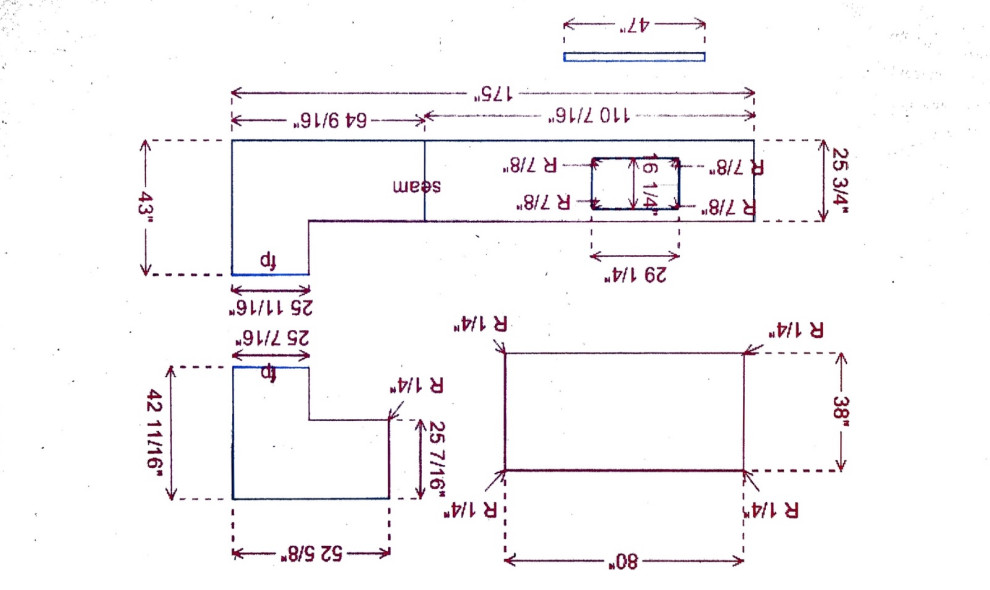 Countertop seam placement