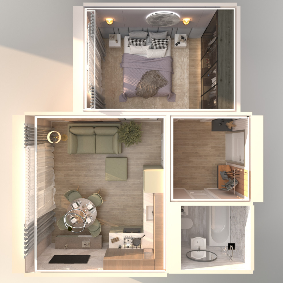 Двухкомнатная квартира 50м2