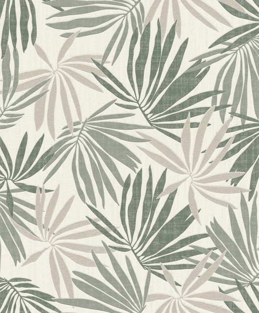 Khmunu Grey Palm Leaf Wallpaper Tropical Wallpaper by Brewster