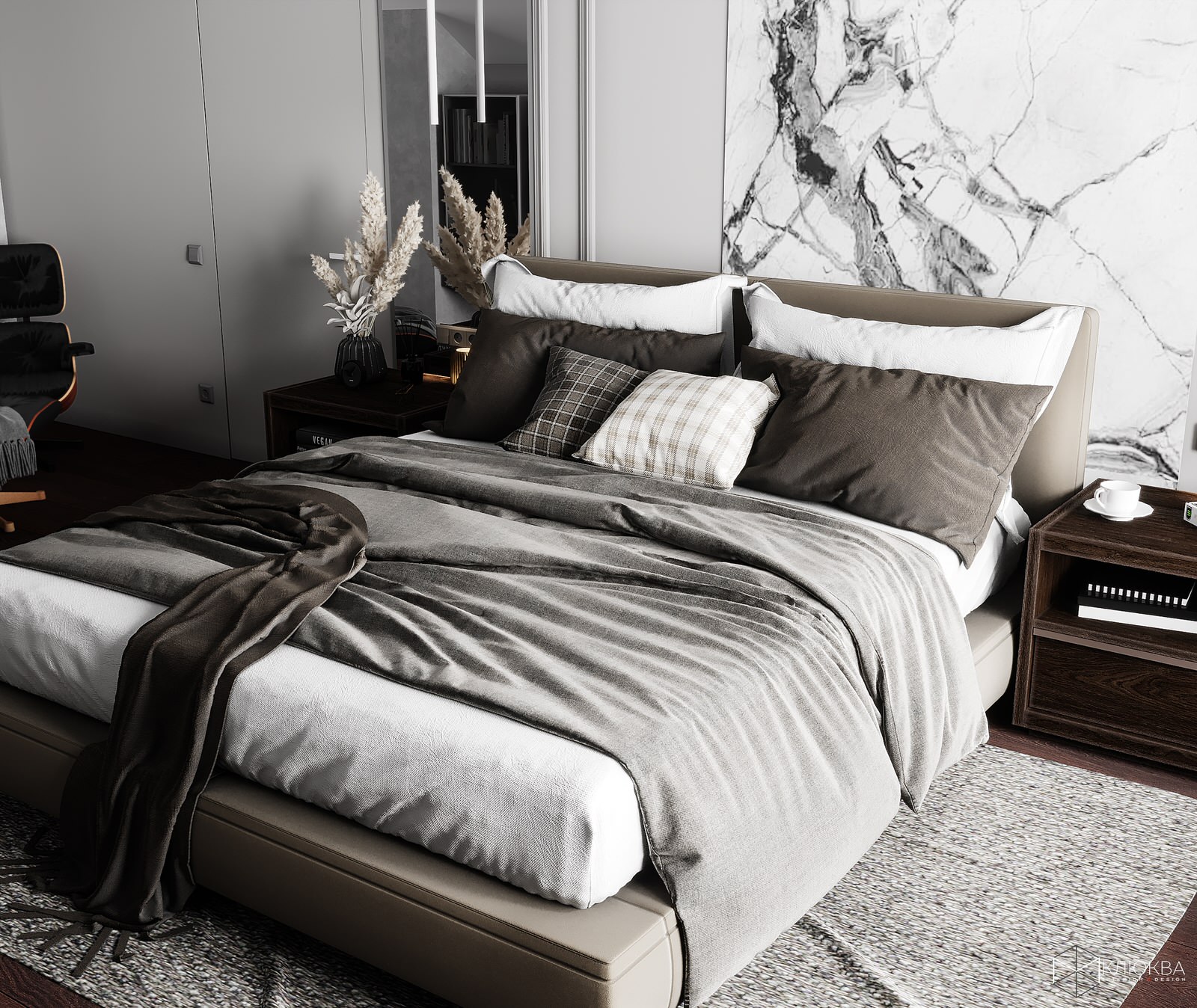 Проект спальни в загородном доме 29 кв.м