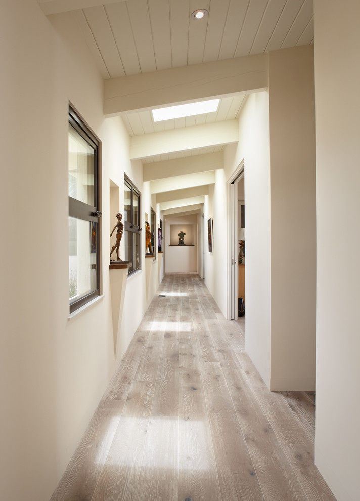 This is an example of an expansive modern hallway in Los Angeles.