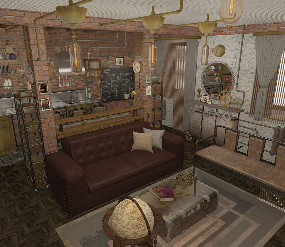 Гостиная студия в стиле Стимпанк.